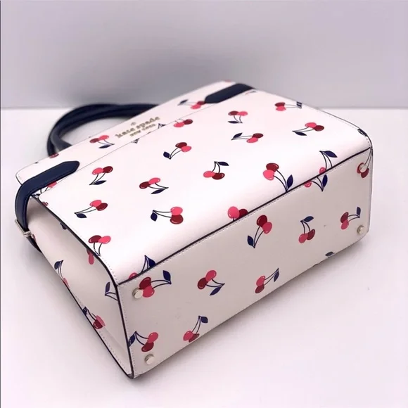 Kate Spade White and Navy Cherry Print Handbag - Picture 12 of 14